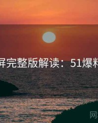全网刷屏完整版解读：51爆料观点汇